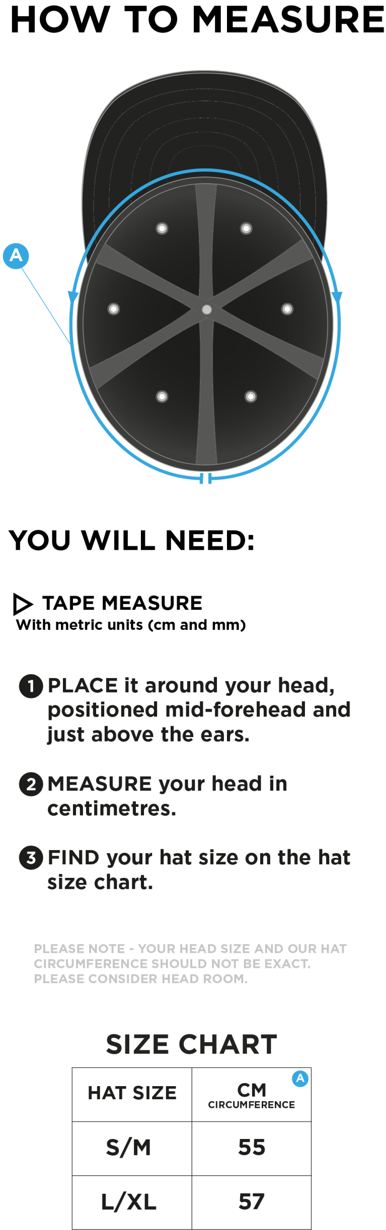 Burbage & Stoke CC - Fuse Flexi Fit Cap - Size Guide
